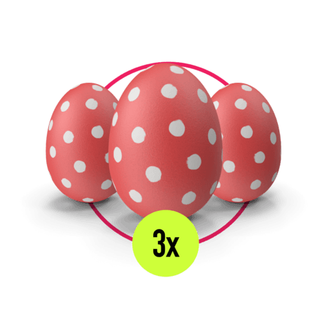 3 rote Eier - Wert 100&euro;